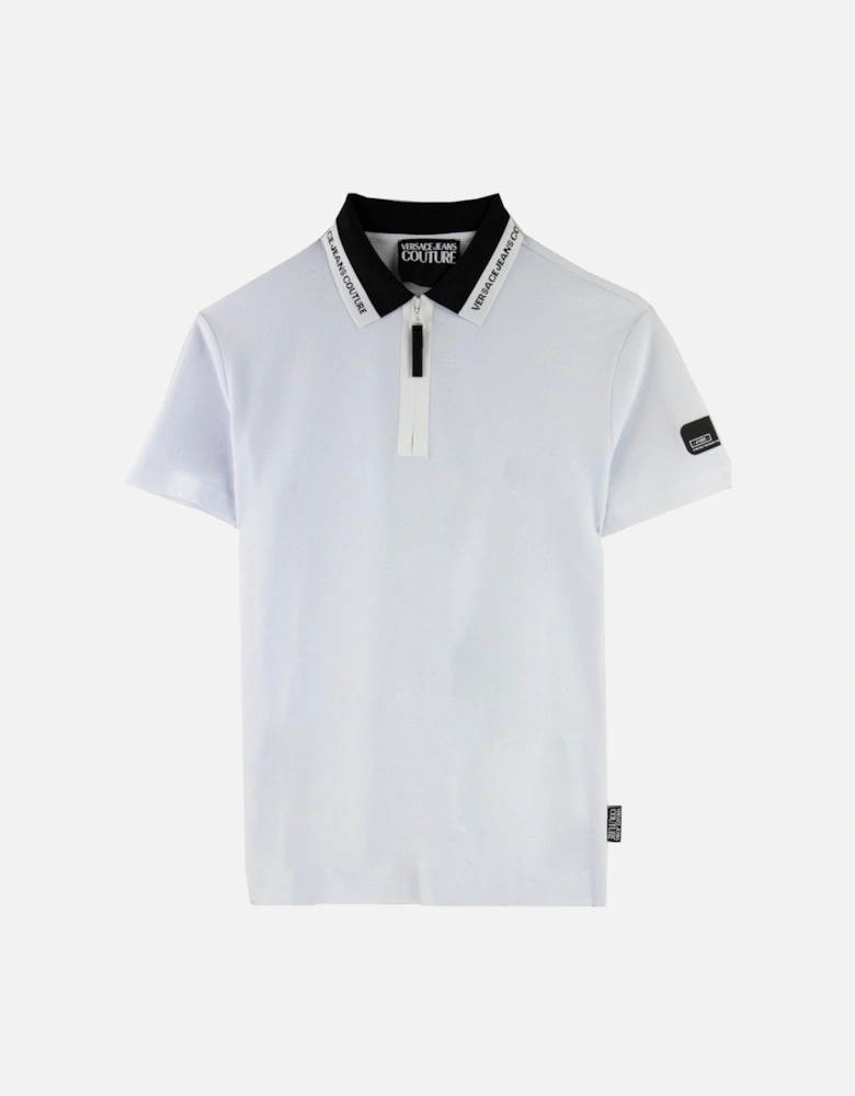 Jeans Couture Zip Polo Collar Logo White