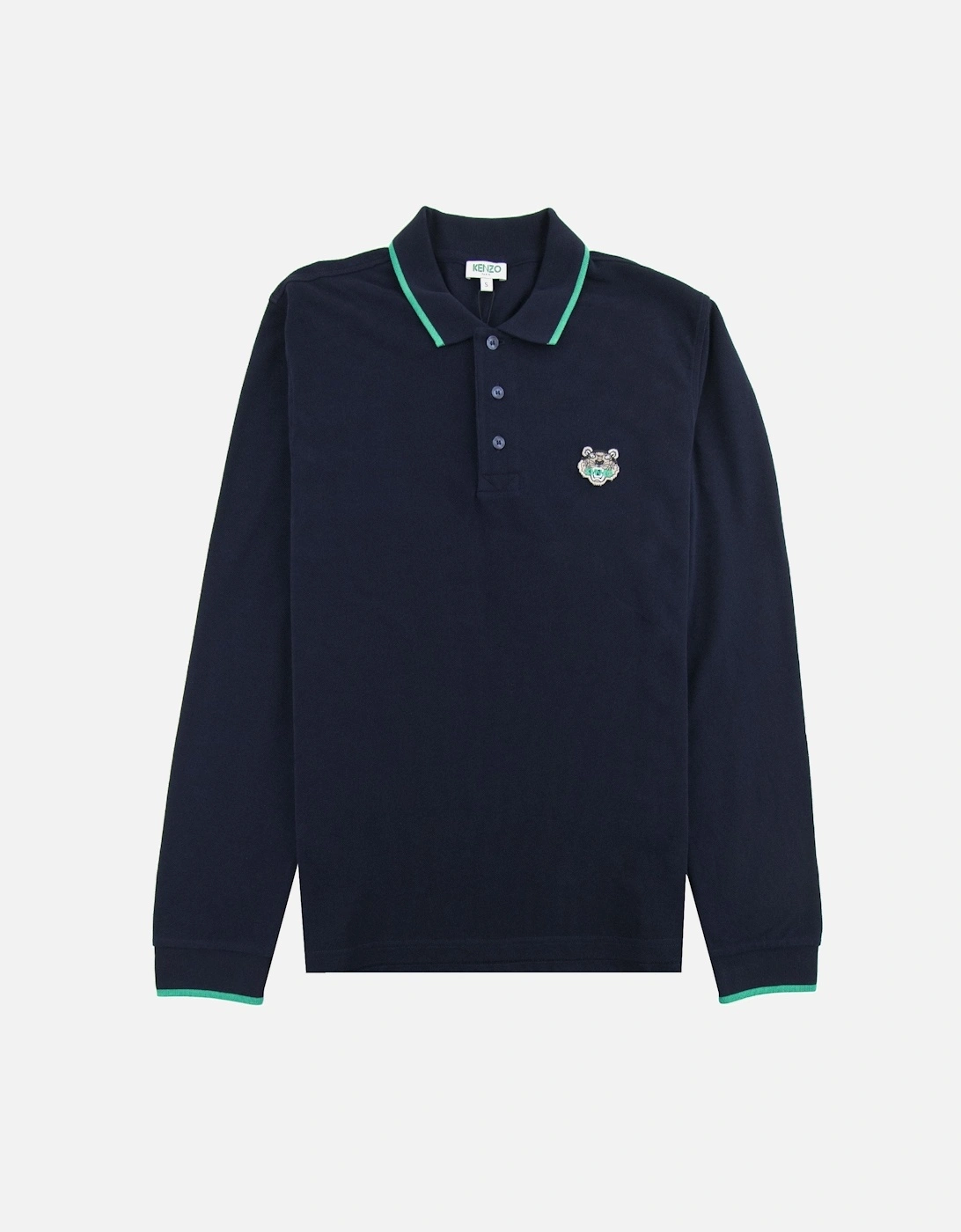 Tiger Logo Long Sleeve Polo Navy Blue, 3 of 2