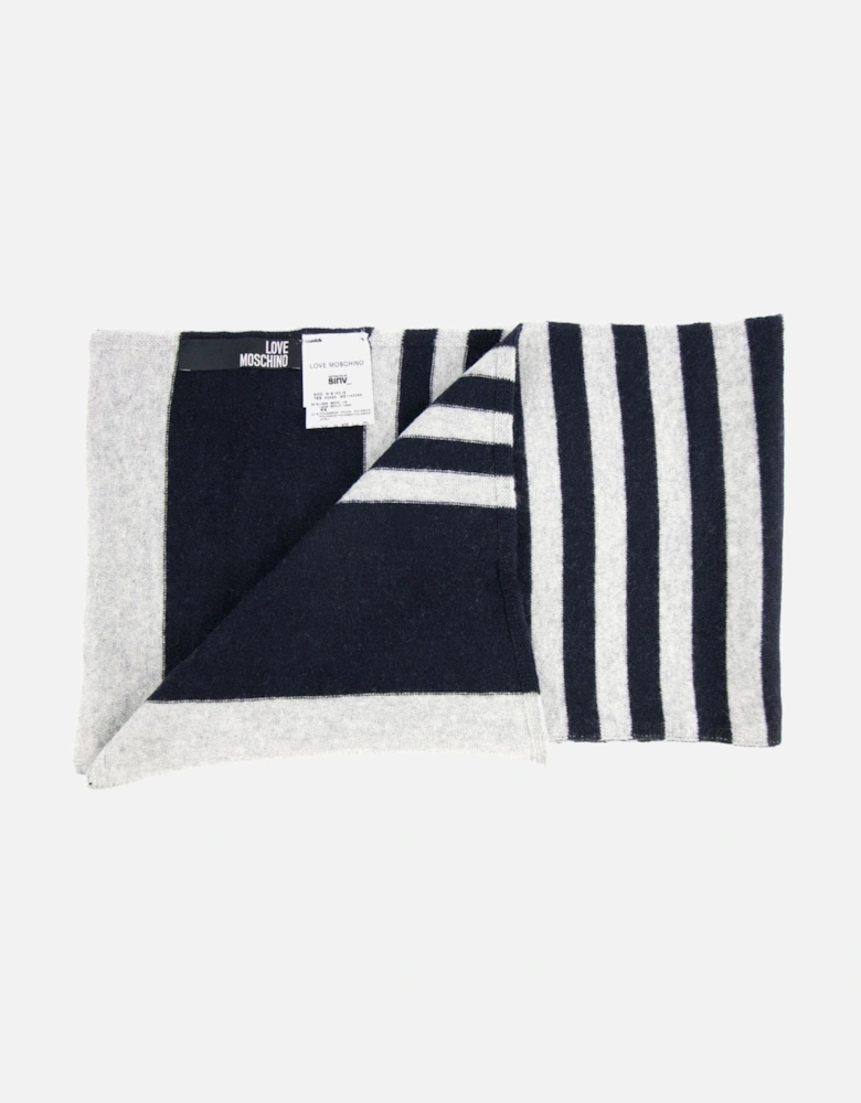 Stripe Logo Knitted Scarf Navy/grey