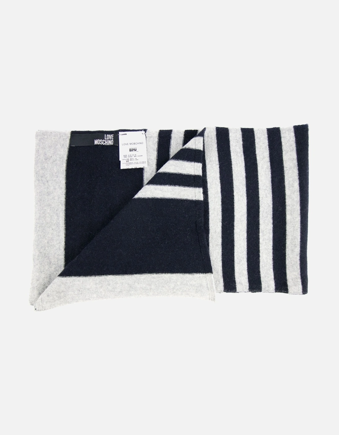 Stripe Logo Knitted Scarf Navy/grey