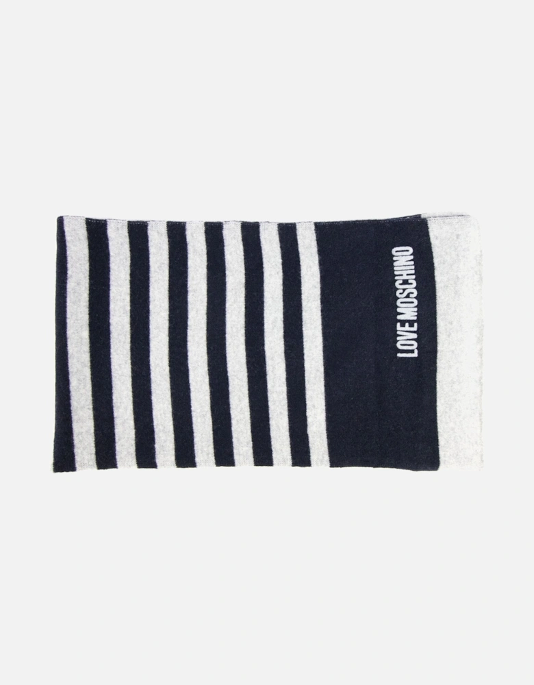 Stripe Logo Knitted Scarf Navy/grey