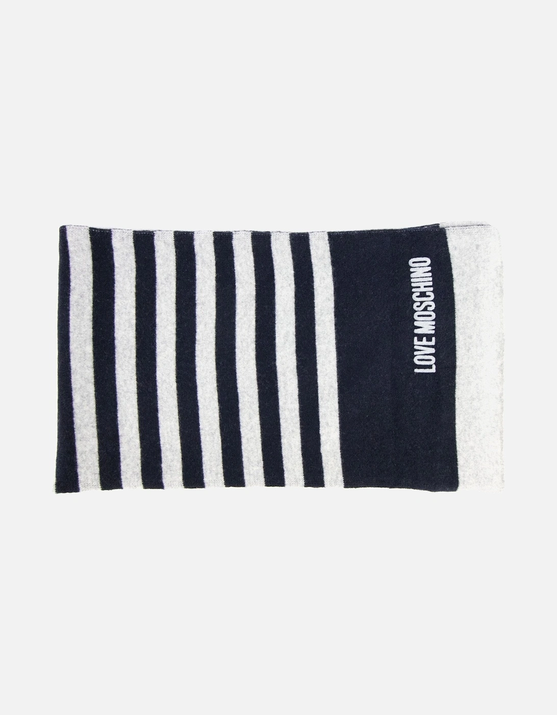 Stripe Logo Knitted Scarf Navy/grey, 4 of 3