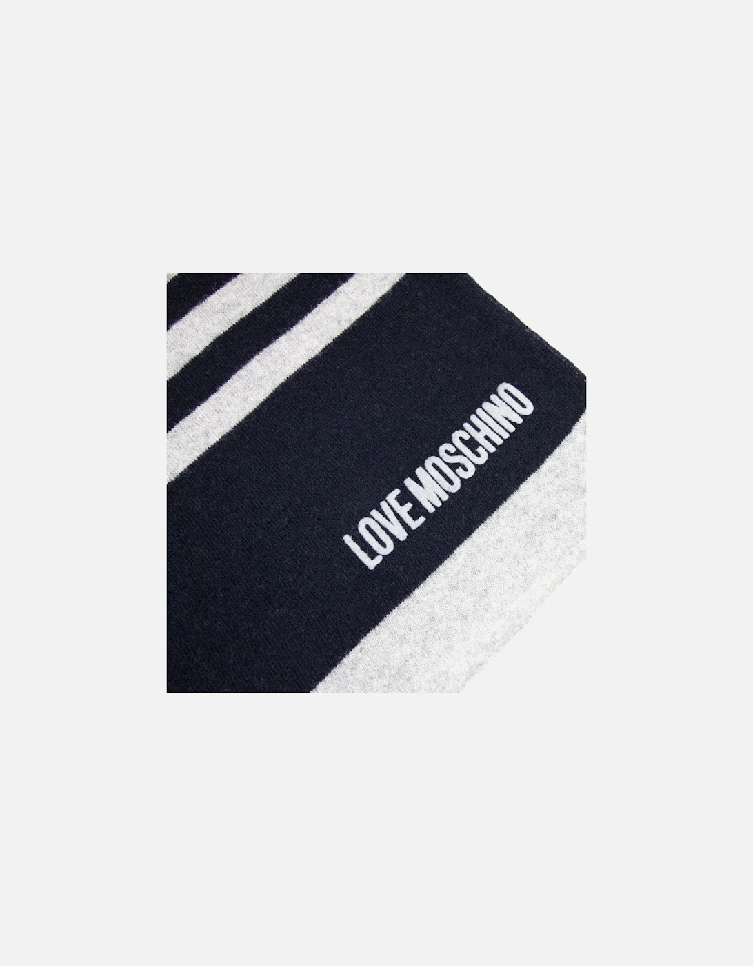 Stripe Logo Knitted Scarf Navy/grey
