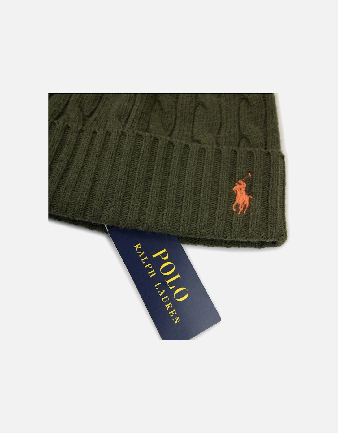 Cable-knit Merino Wool-blend Beanie Khaki