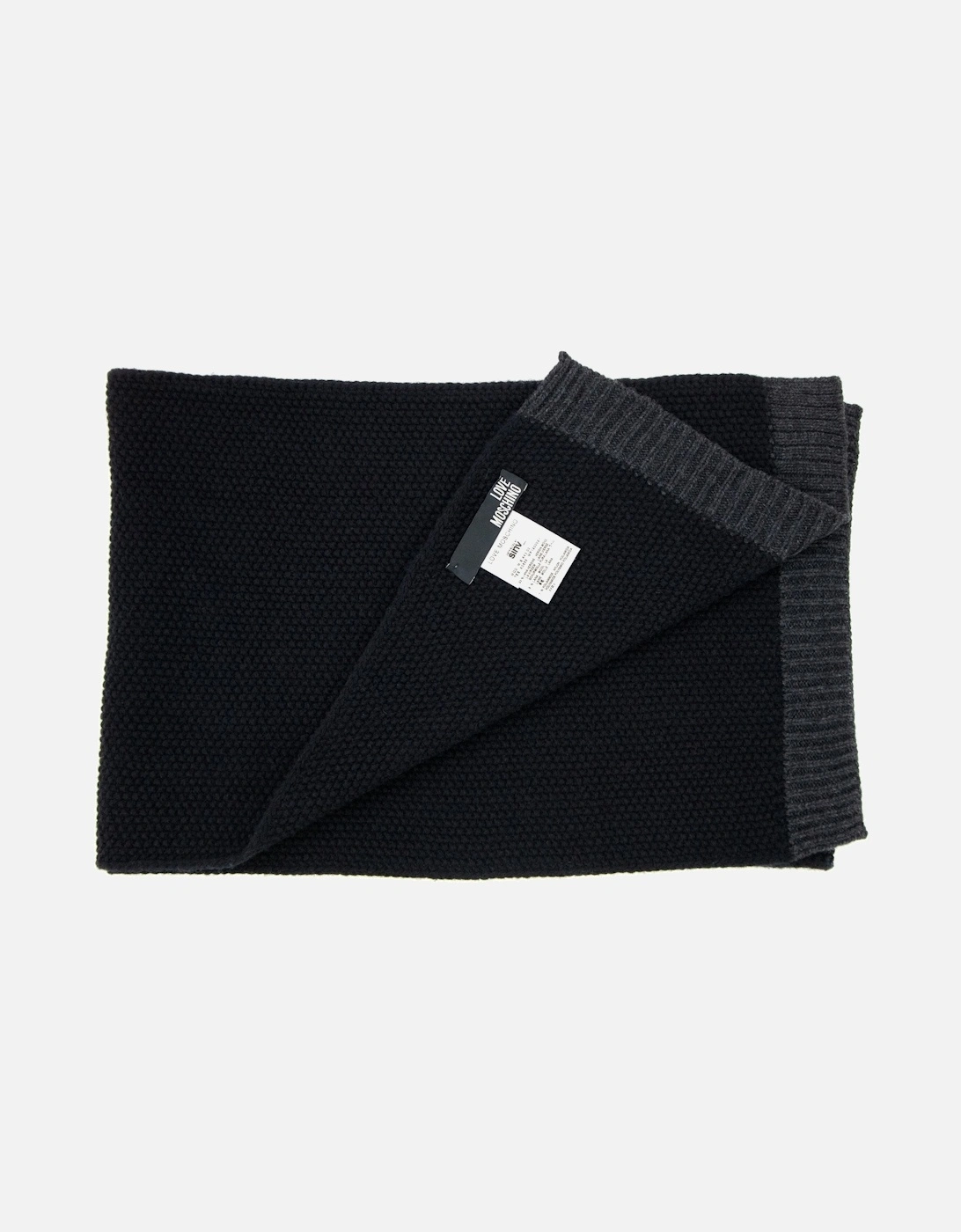 Metal Logo Lambs Wool Scarf Dark Navy