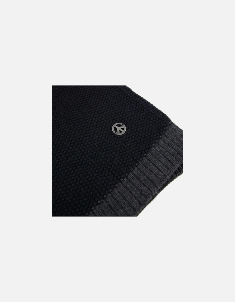 Metal Logo Lambs Wool Scarf Dark Navy