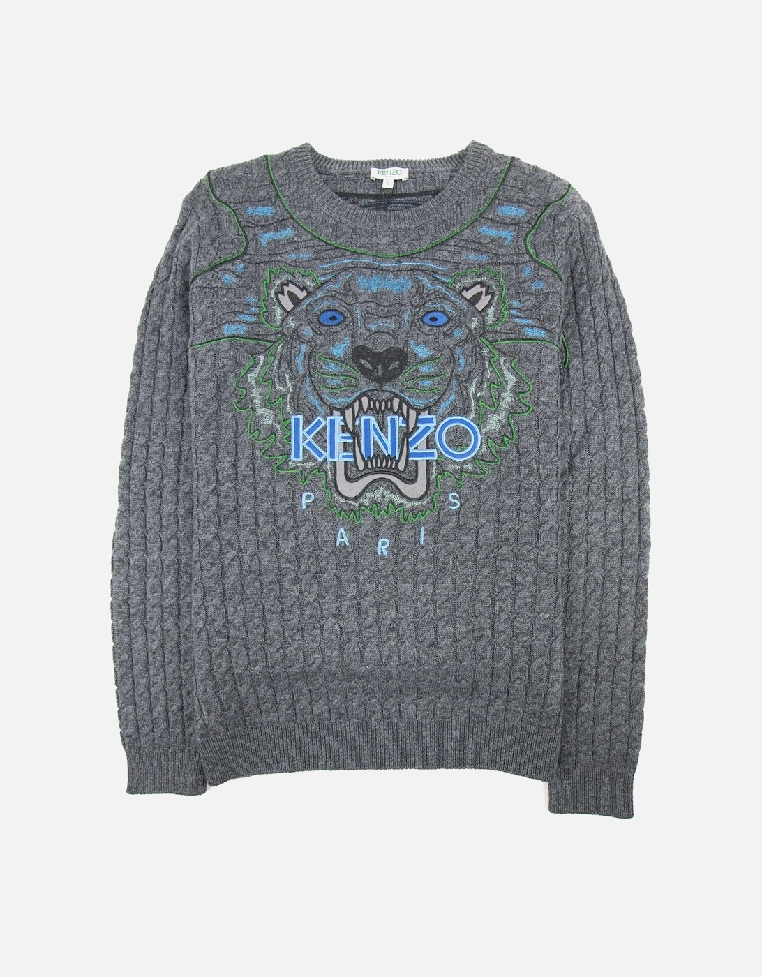 Embroidered Logo Tiger Knitted Sweatshirt Dark Grey SA30, 3 of 2