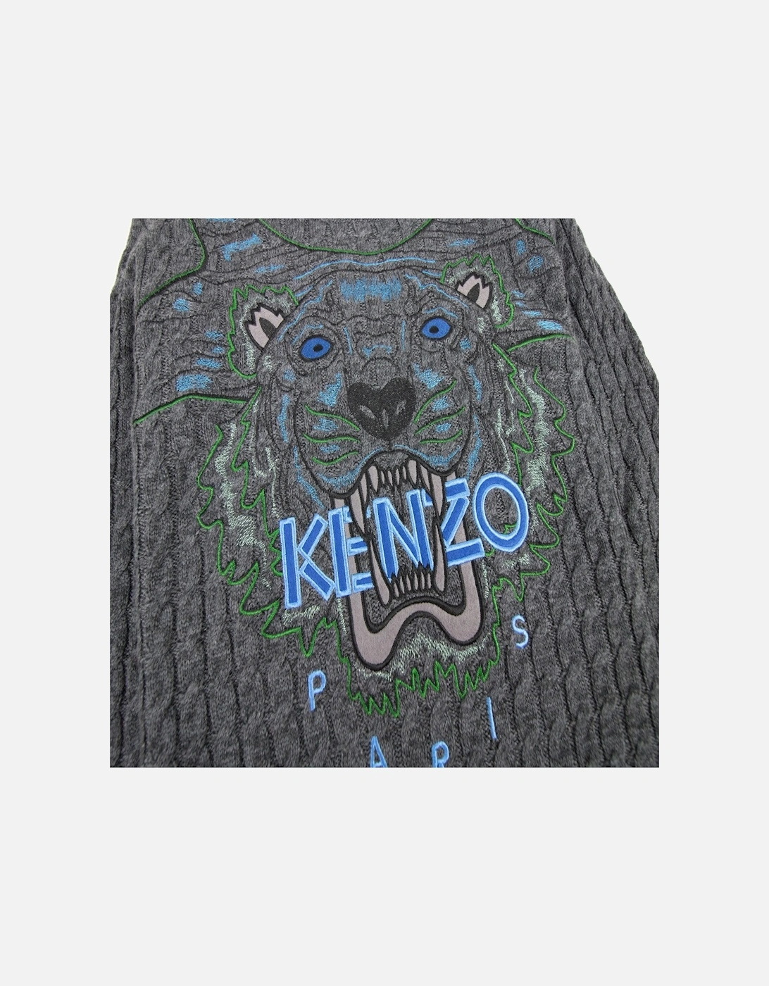 Embroidered Logo Tiger Knitted Sweatshirt Dark Grey SA30