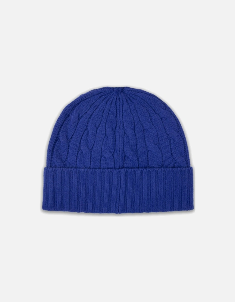 Cable-knit Merino Wool-blend Beanie Elec Blue