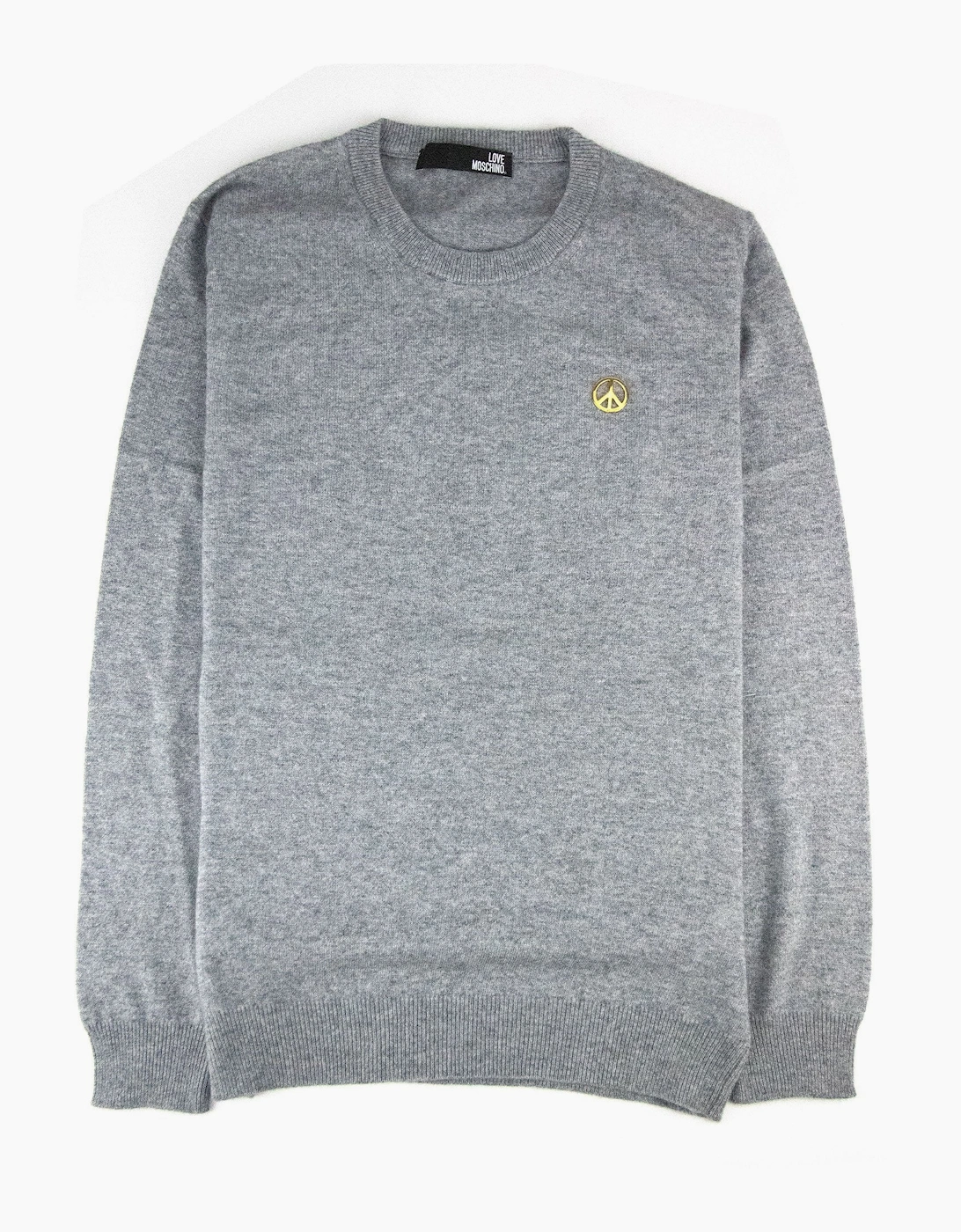 Men's Love Moschino Gold Peace Logo Sweatshirt Grey SA30 - Size: S