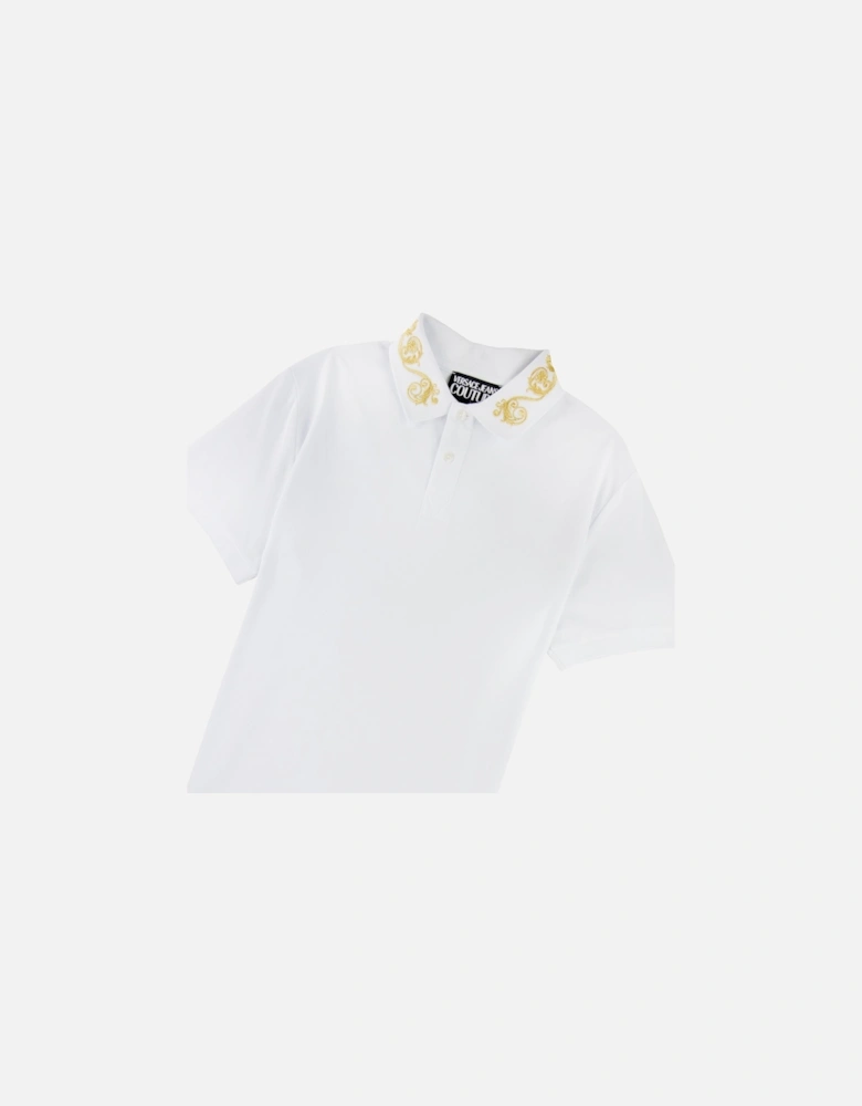 Jeans Couture Cotton Polo Baroque Collar White