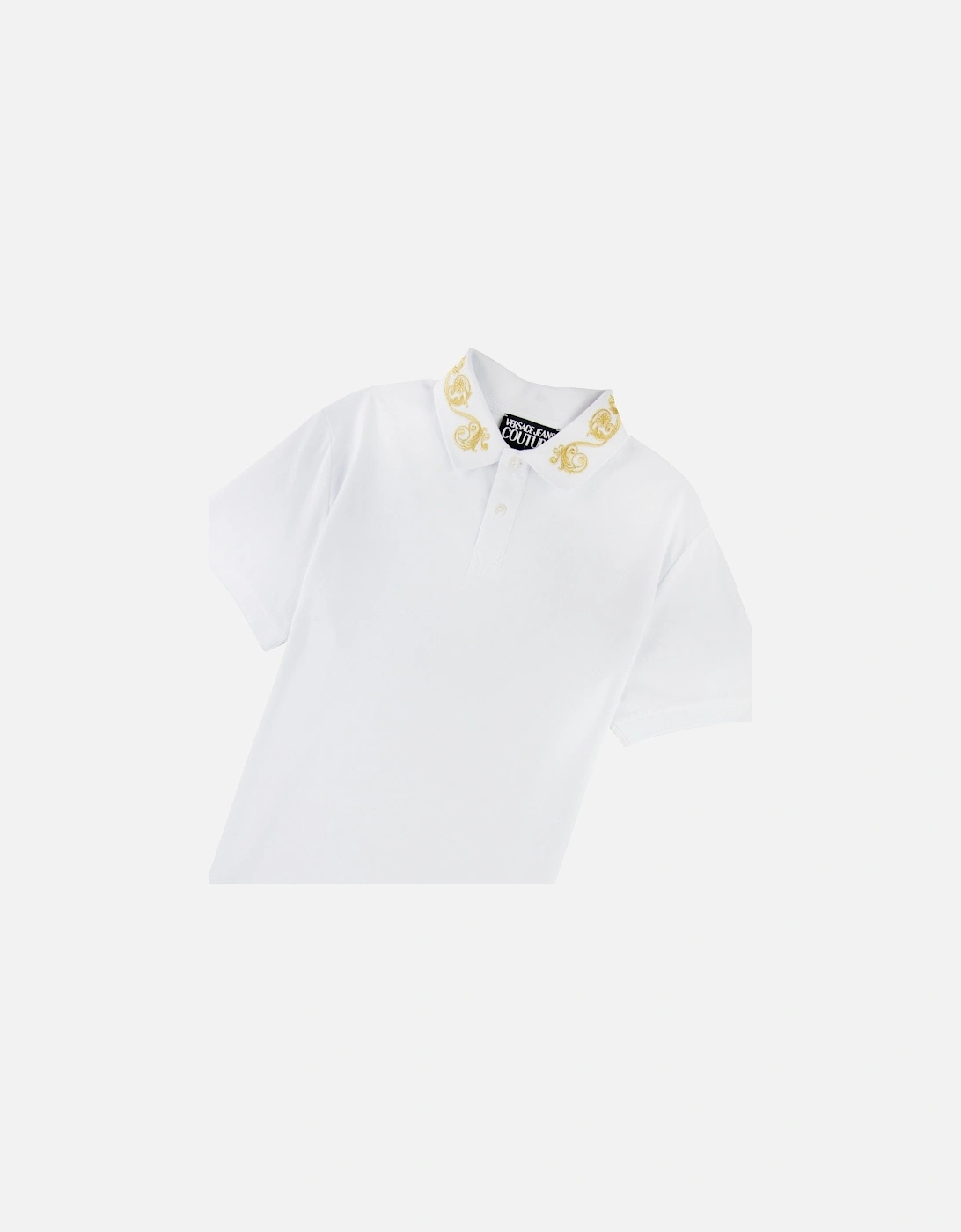 Jeans Couture Cotton Polo Baroque Collar White