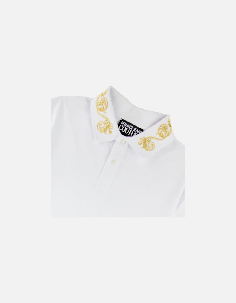Jeans Couture Cotton Polo Baroque Collar White
