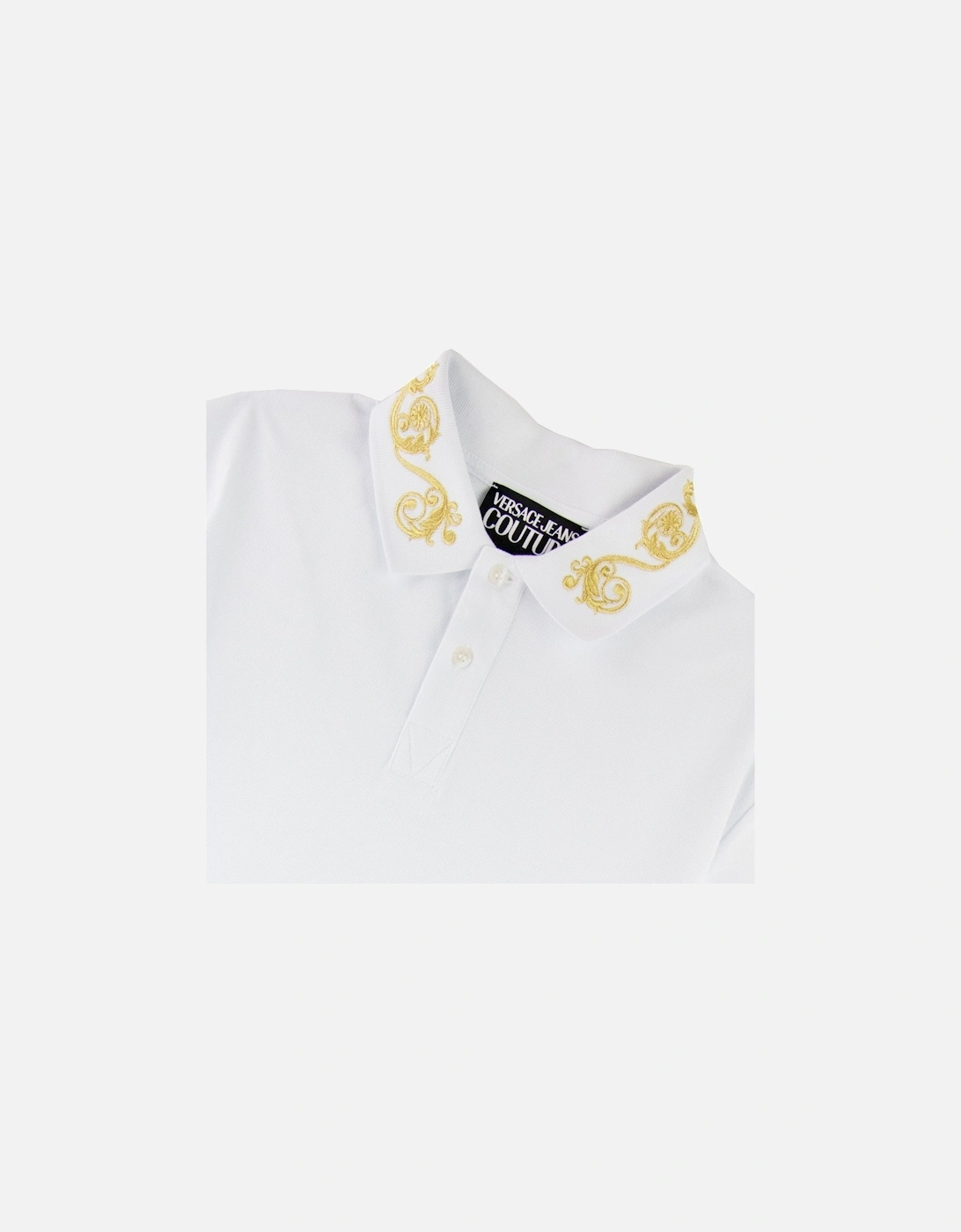 Jeans Couture Cotton Polo Baroque Collar White