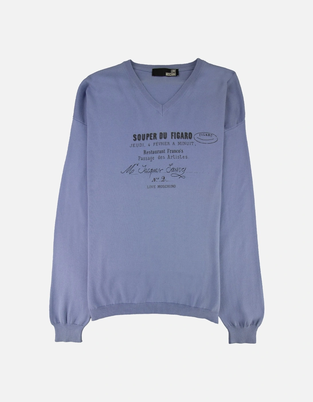 V Neck Knitted Sweatshirt Sky Blue, 3 of 2