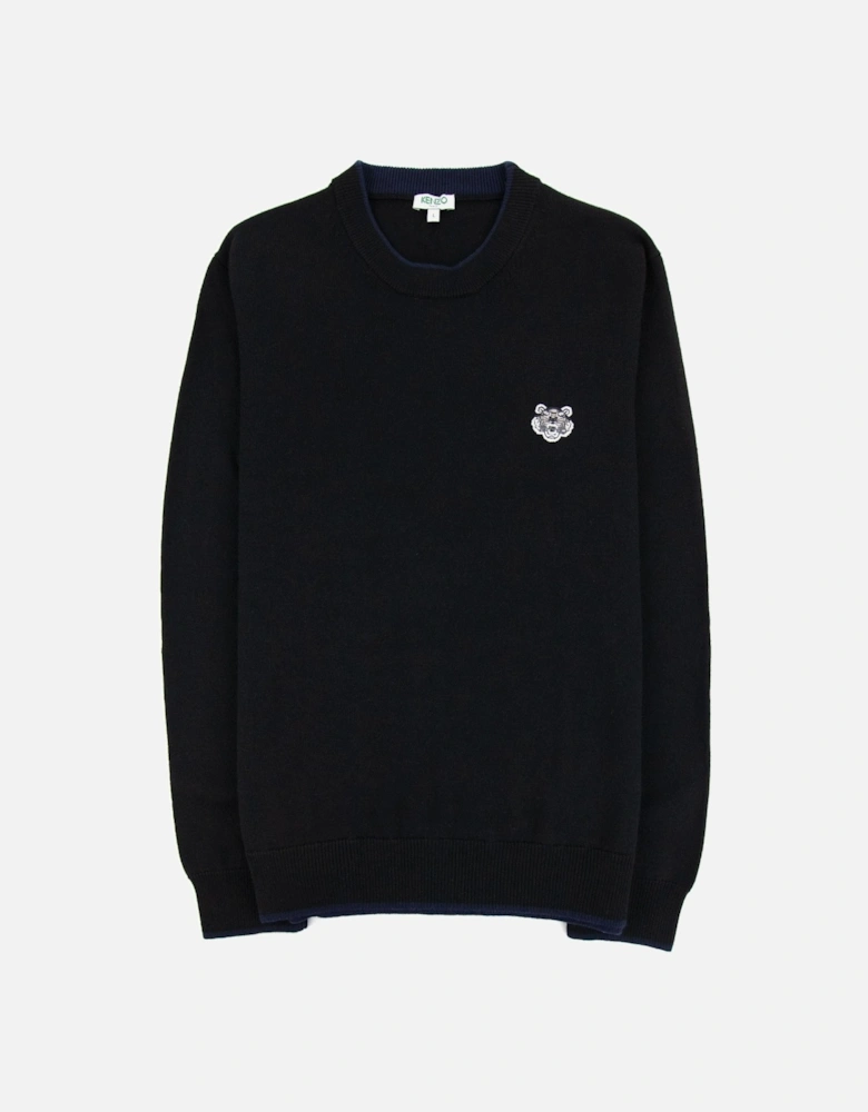 Small Tiger Chest Logo Knitted Sweatshirt Black/blue