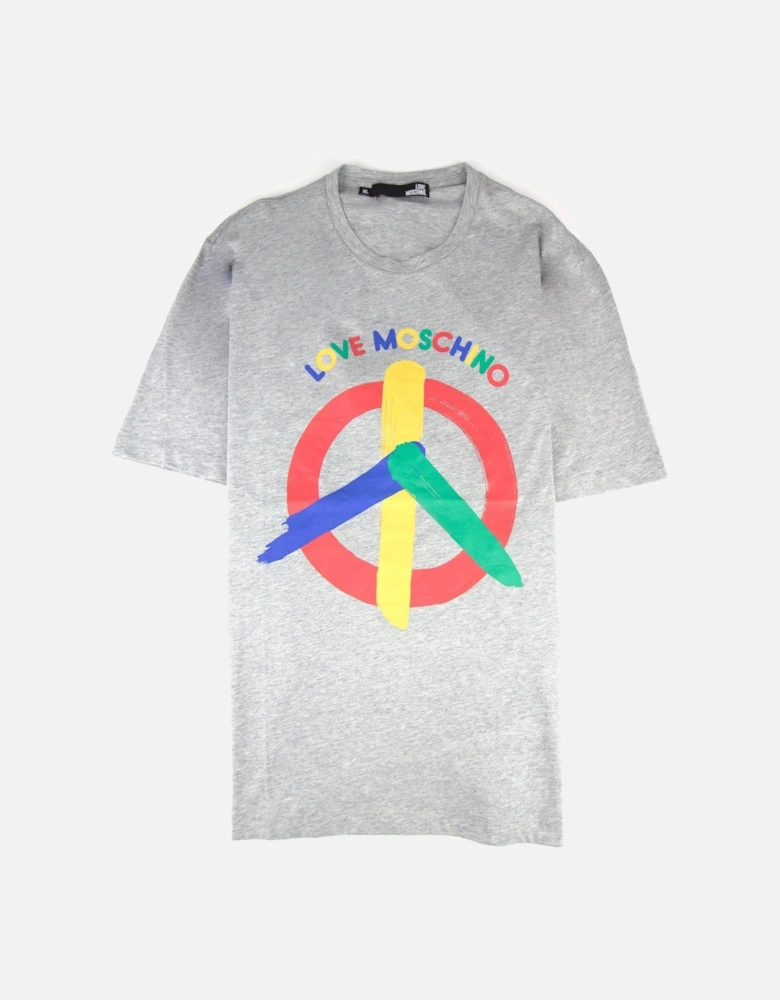 Peace Sign Logo T Shirt Grey B588