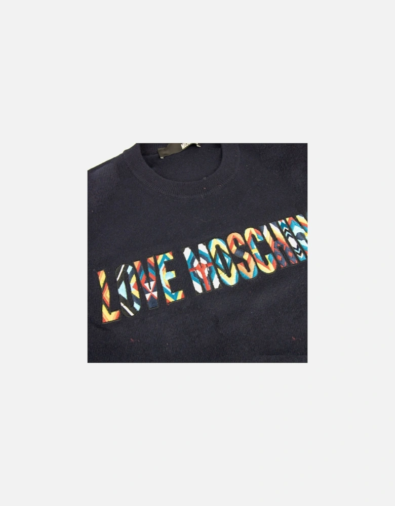 Embroidered Logo Knitted Sweatshirts Navy