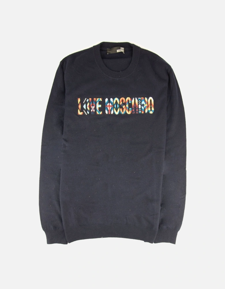Embroidered Logo Knitted Sweatshirts Navy