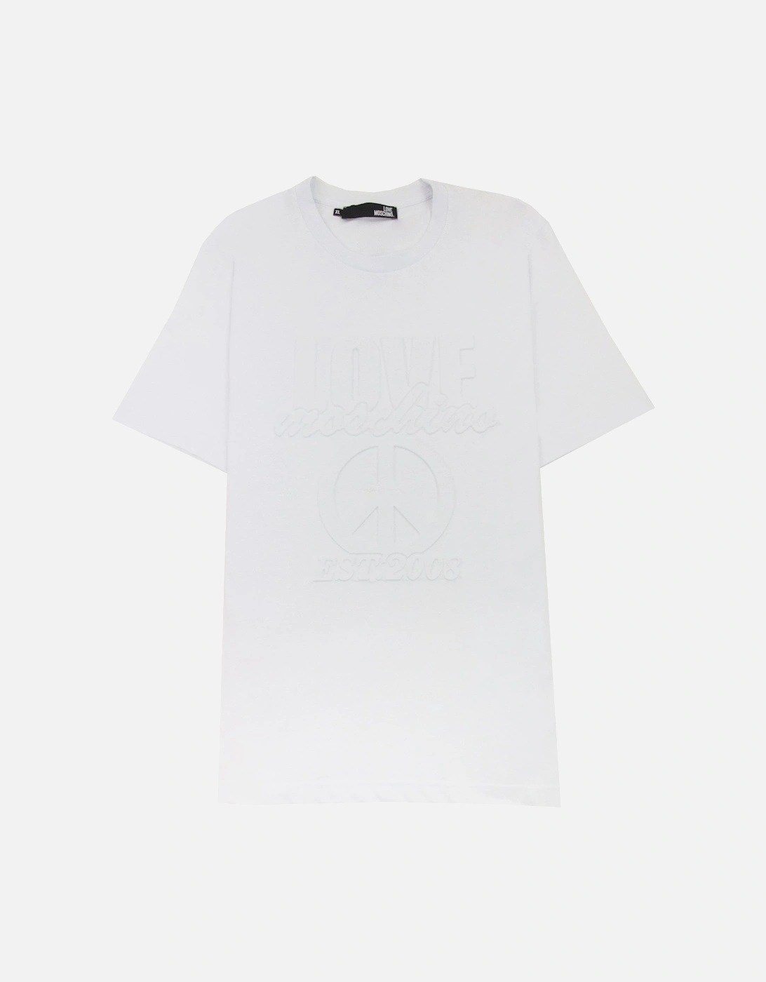 Embossed Peace Logo T-shirt White, 5 of 4