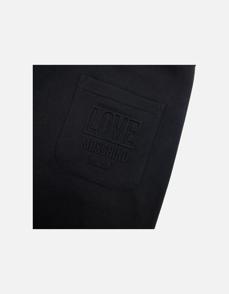 Back Pocket Embossed Logo Tracksuit Pants Black