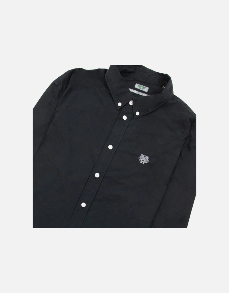 Casual Embroidered Tiger Shirt Black