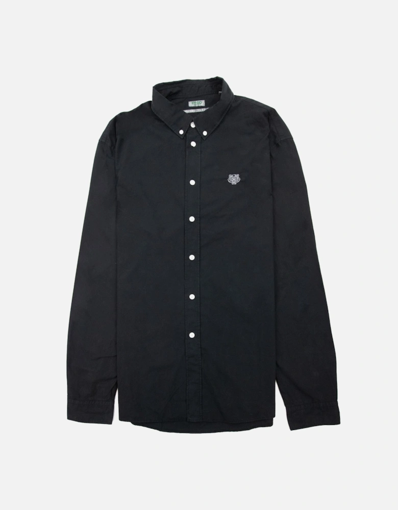 Casual Embroidered Tiger Shirt Black