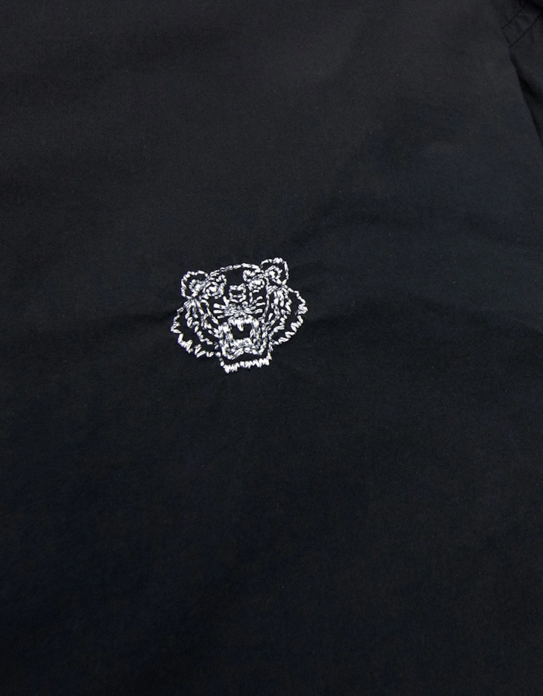 Casual Embroidered Tiger Shirt Black