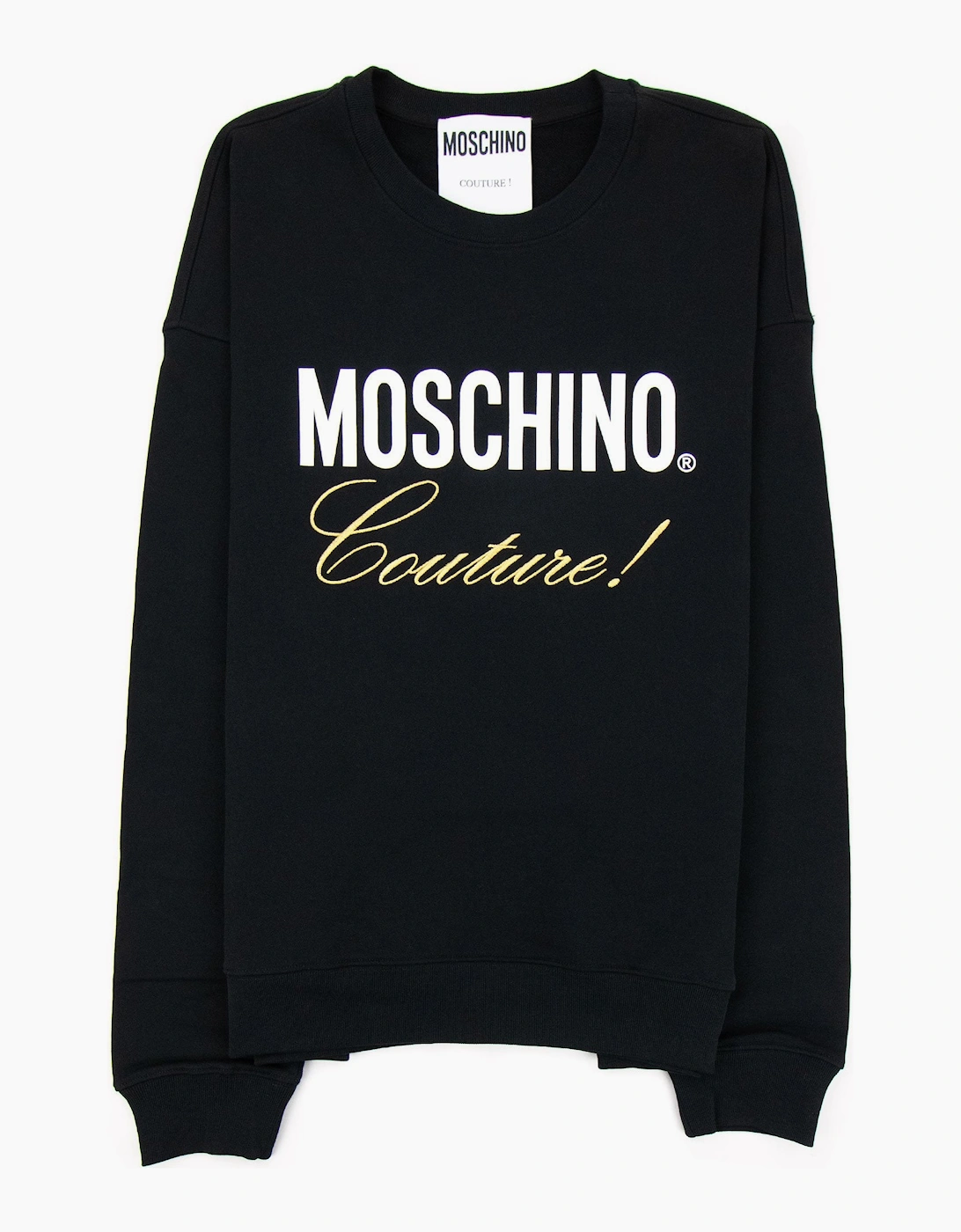 Men's Moschino Couture Script Print Logo Jumper Black - Size: 52