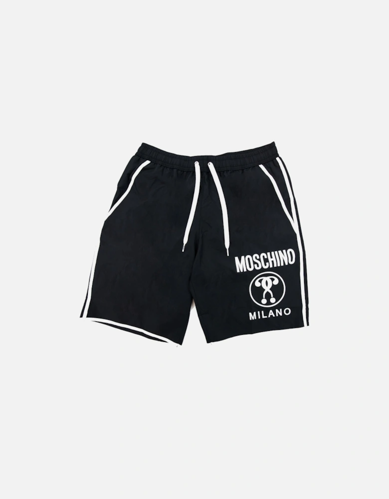 Underwear Double Question Mark Longwear Nylon Shorts Black