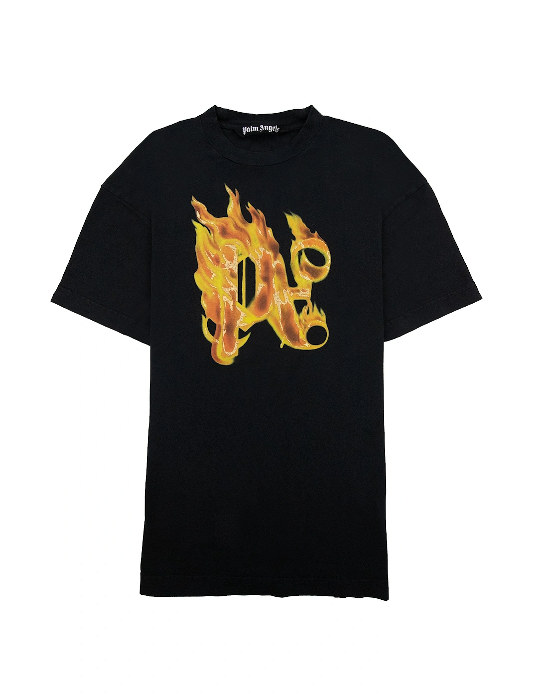 Palm Angels Men's Black/Multi Burning Monogram T Shirt /Gold  34 Xs