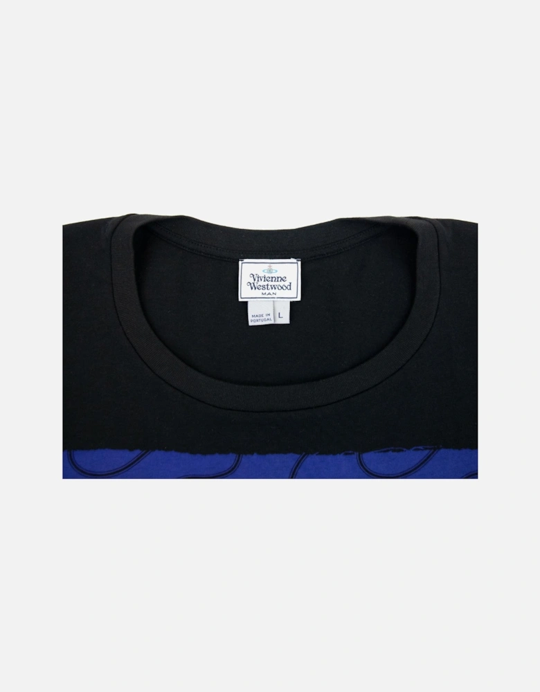 Squiggle Logo Print T Shirt Blue/black