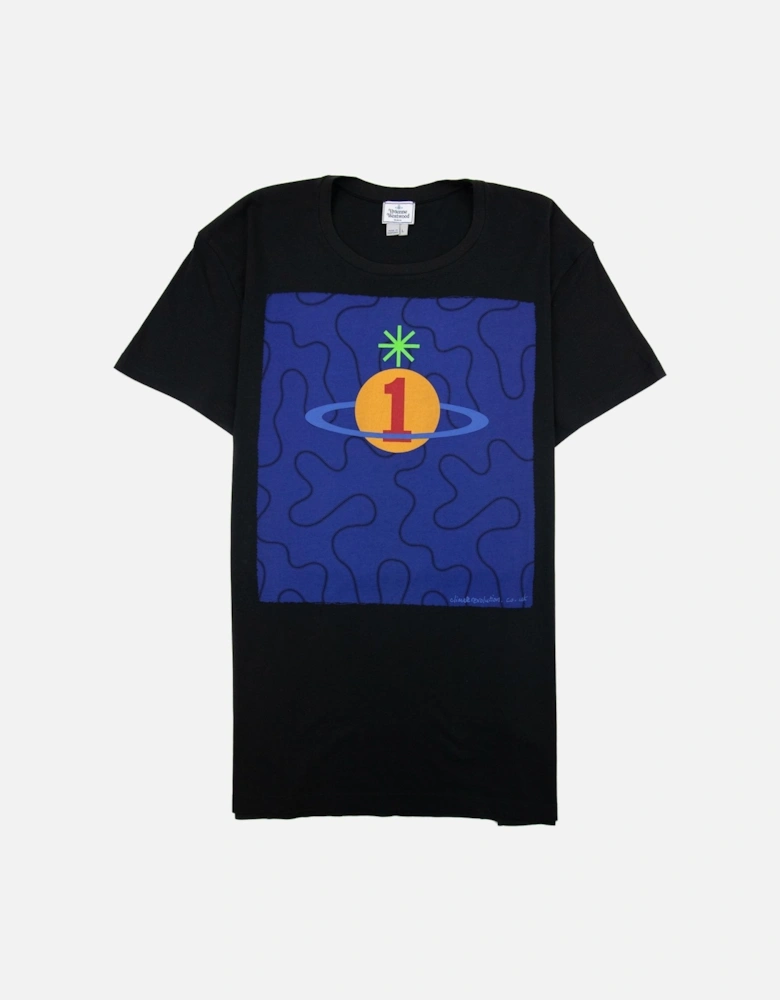 Squiggle Logo Print T Shirt Blue/black