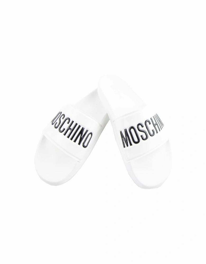 Couture Pool Slides With Logo White