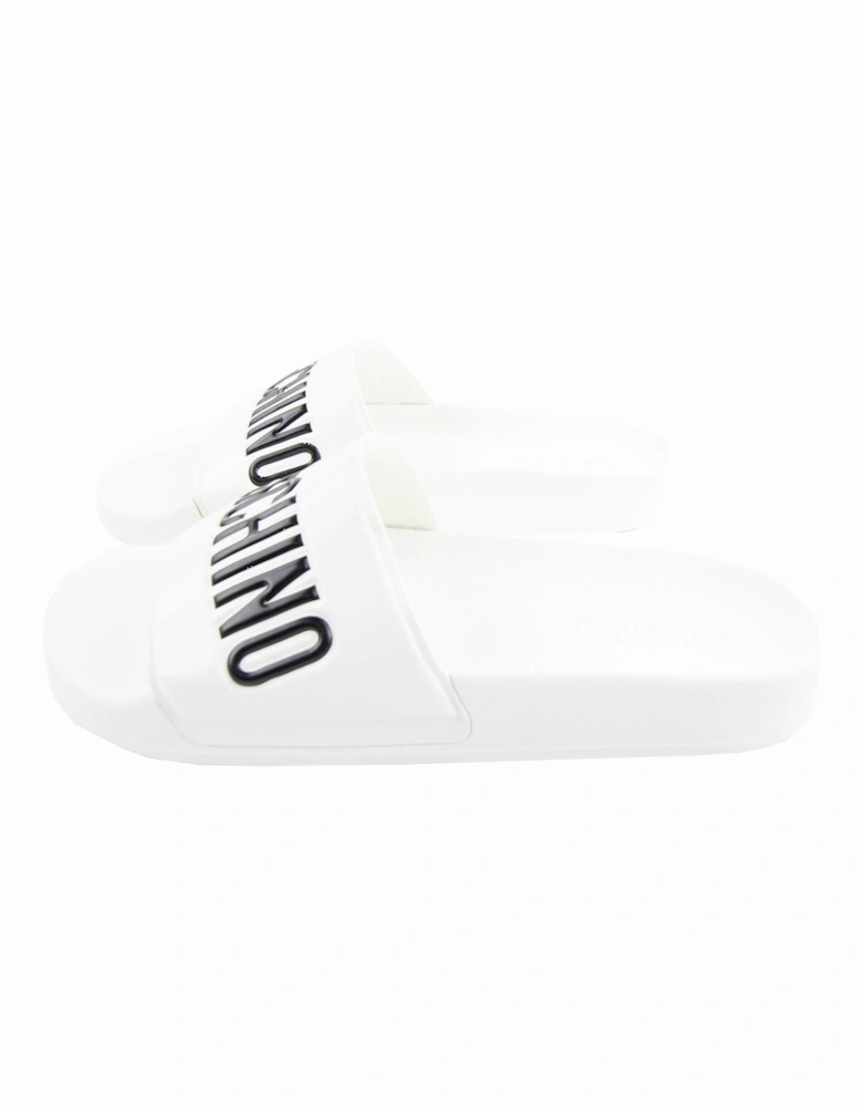 Couture Pool Slides With Logo White