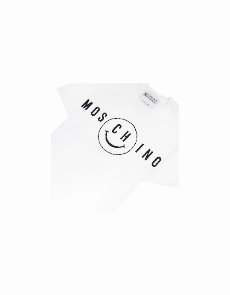 Couture Smiley Brand Print Cotton Jersey T Shirt White 1001