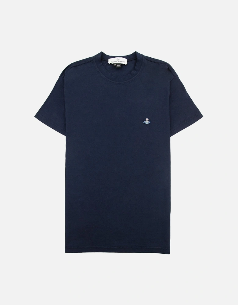 Embroidered Orb Log Classic T Shirt Navy K401