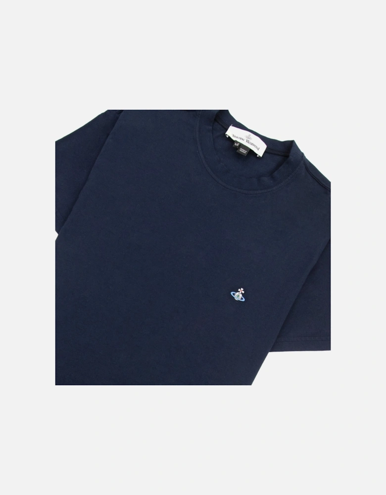 Embroidered Orb Log Classic T Shirt Navy K401