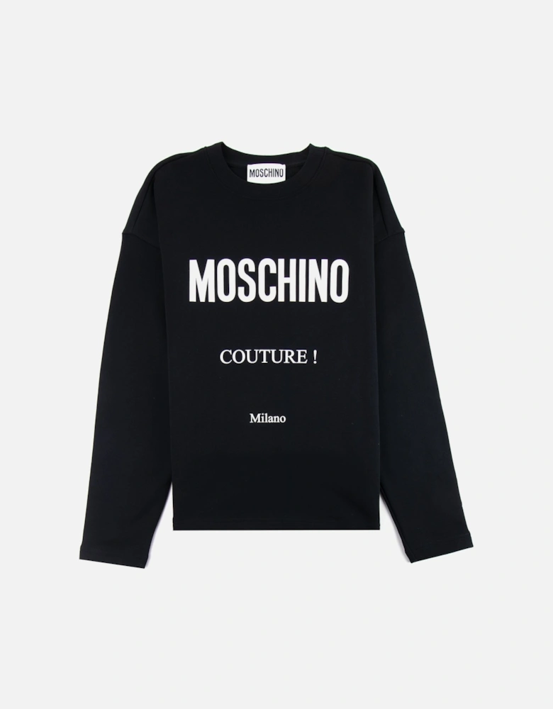 Couture Cotton Sweatshirt With Logo Black