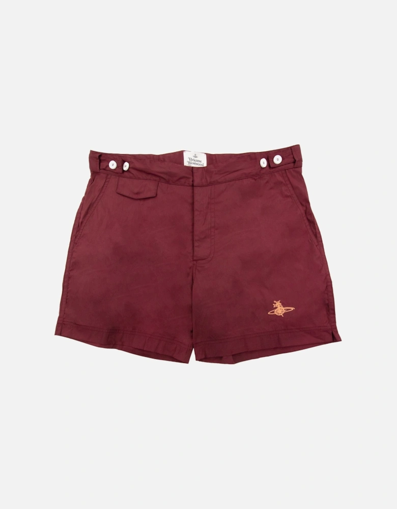 Orb Embroidered Logo Shorts Wine