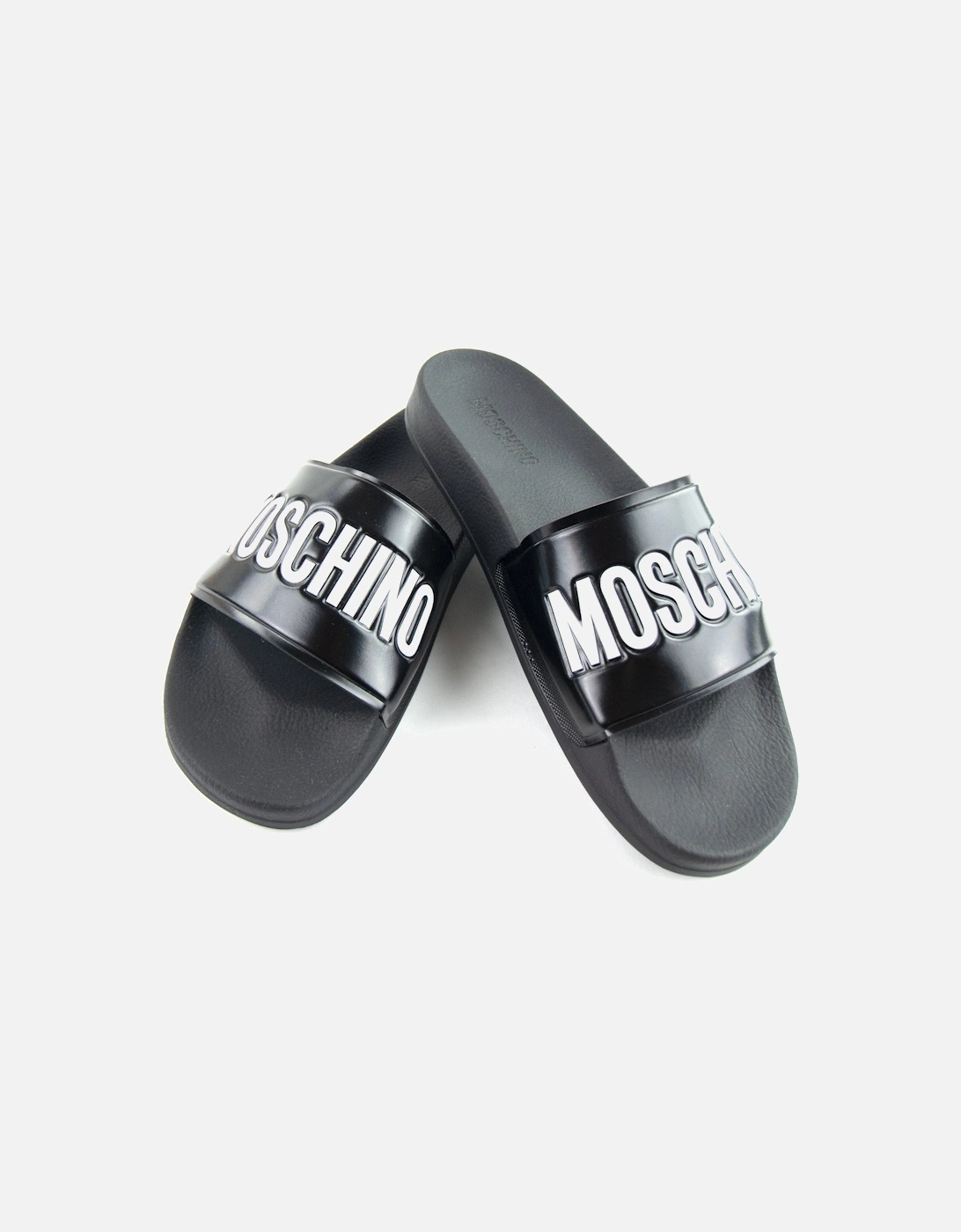 Couture Pool Slides With Logo Black