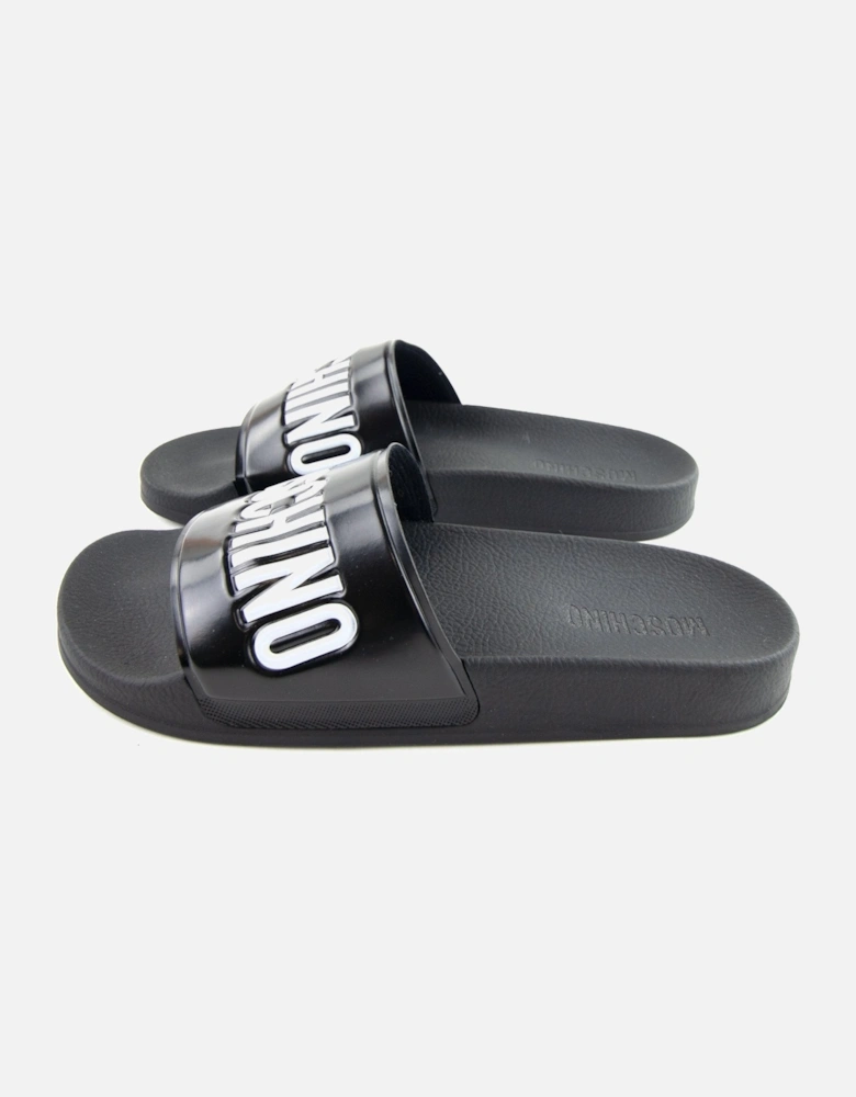 Couture Pool Slides With Logo Black