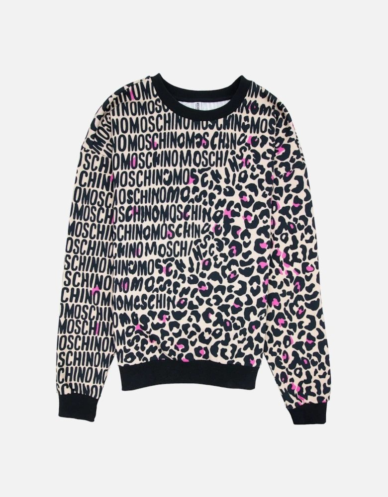Underwear Leopard Print Crew Neck Sweatshirt Camel/black 1003
