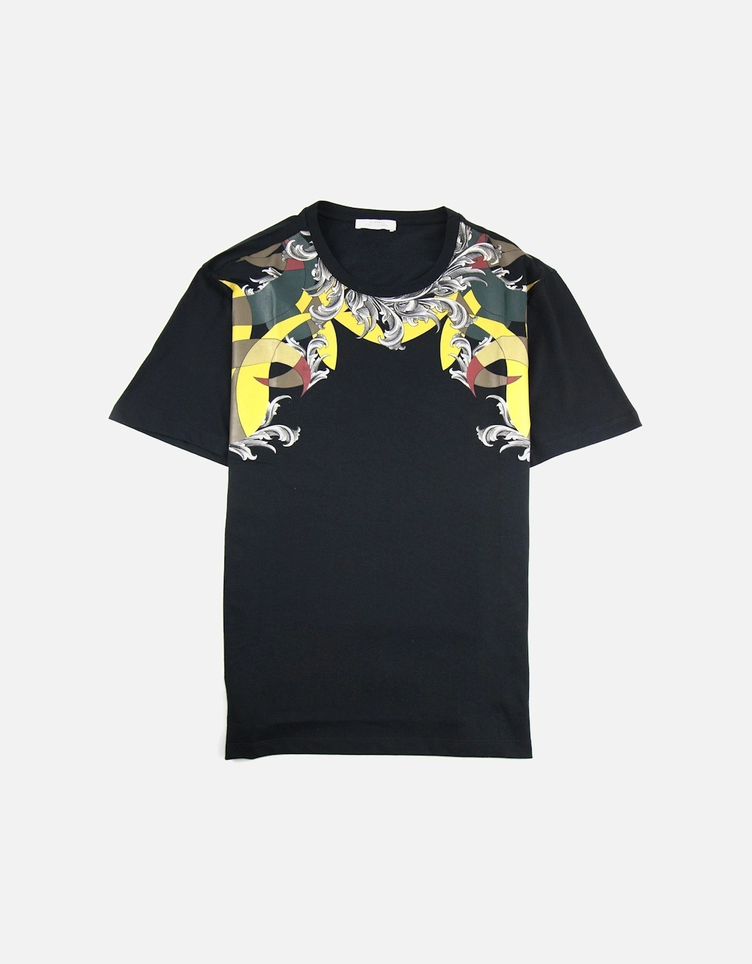 Neck Baroque Print T-shirt Black, 3 of 2