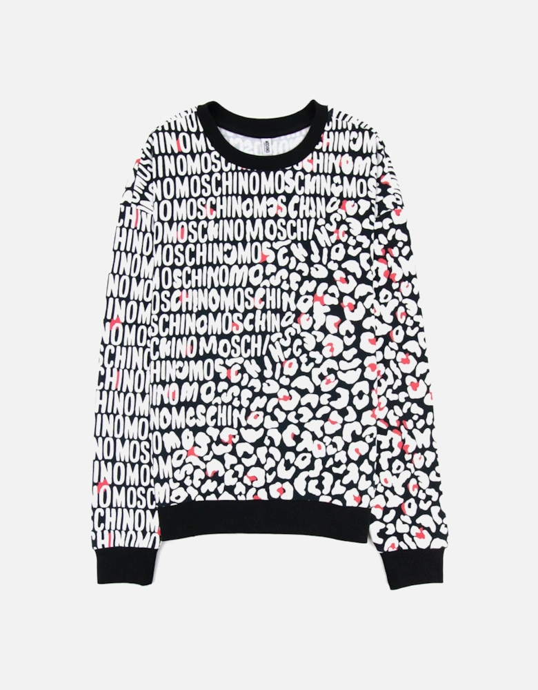 Underwear Leopard Print Crew Neck Sweatshirt White/black 5118