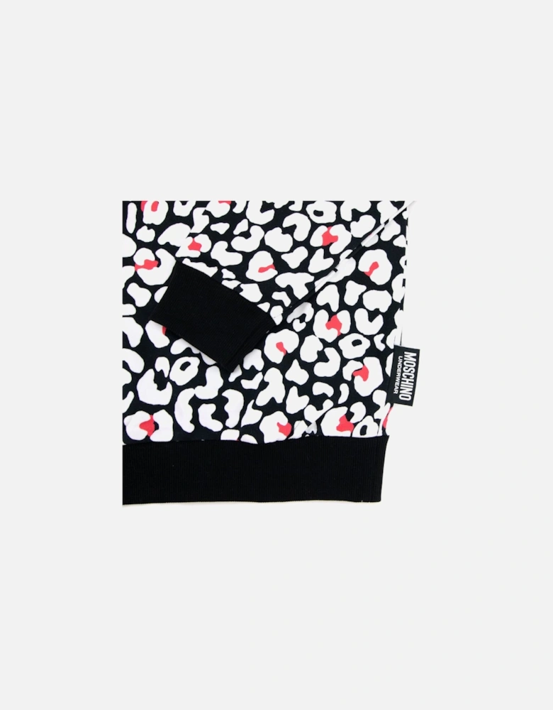 Underwear Leopard Print Crew Neck Sweatshirt White/black 5118