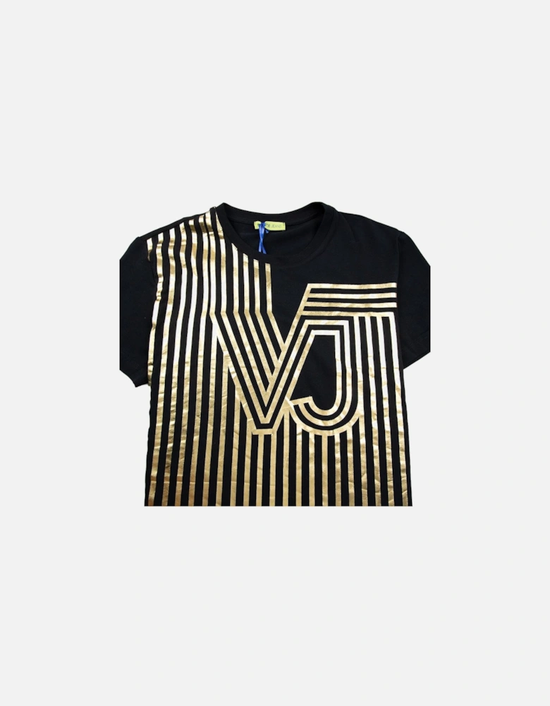 Jeans VJ Line Foil Print T-Shirt Black