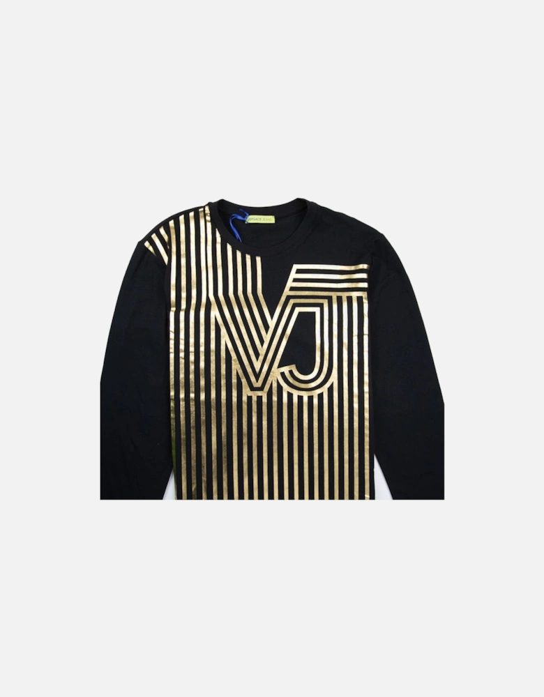 Jeans Foil VJ Line Logo Long Sleeve T-Shirt Black