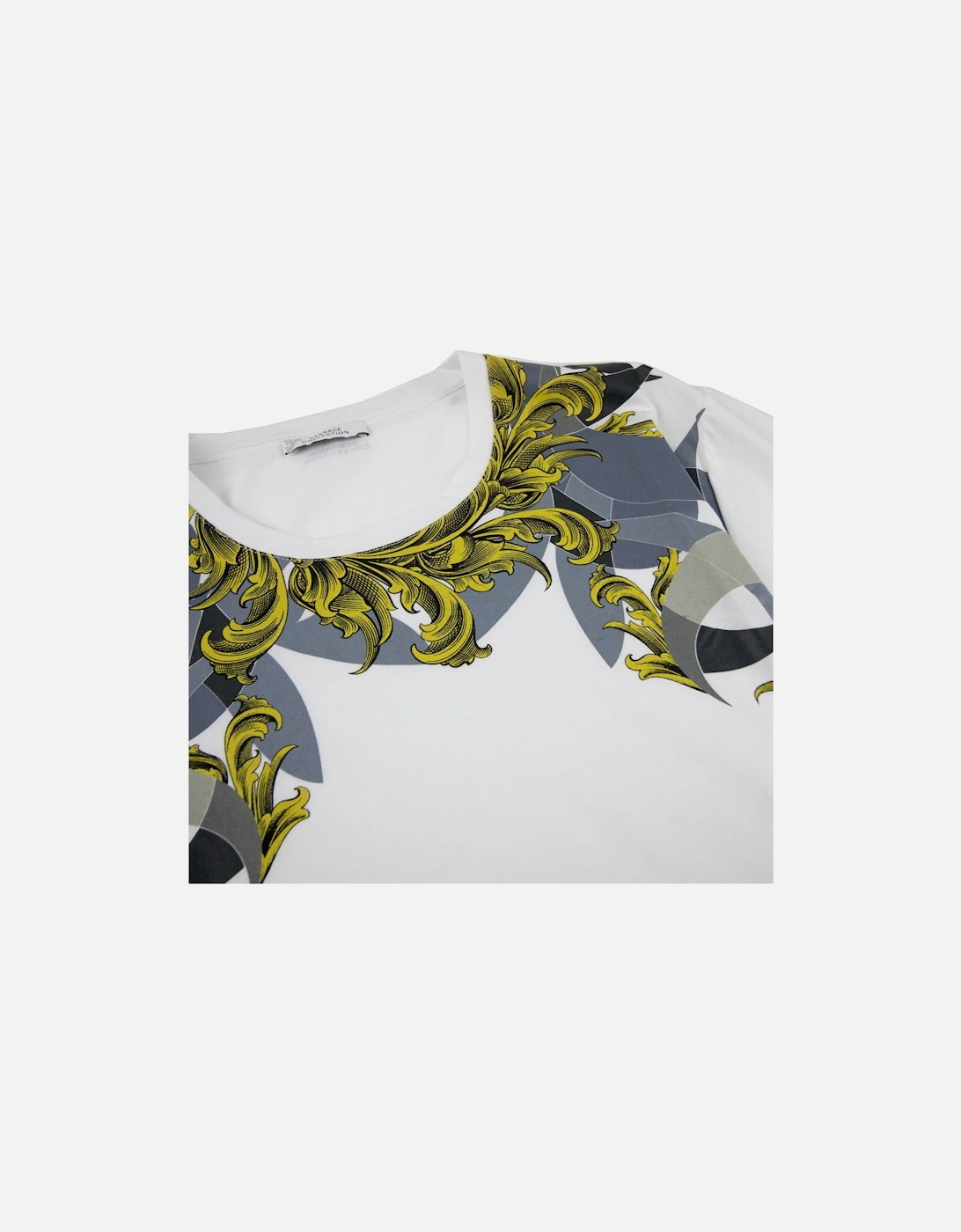 Neck Baroque Print T-shirt White