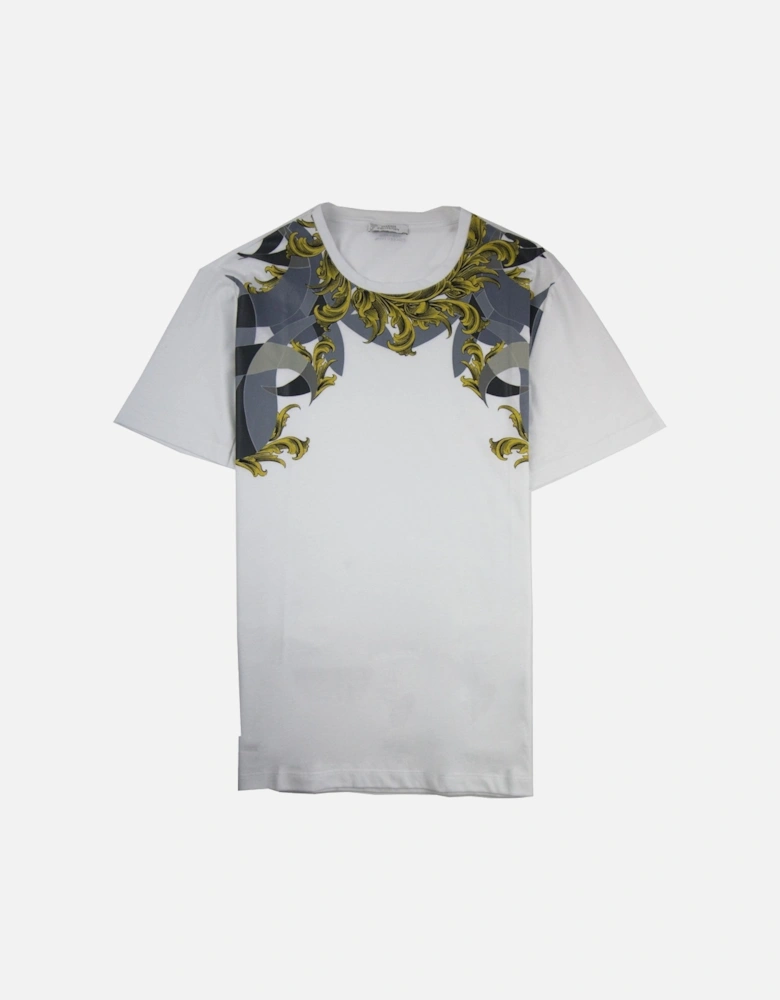 Neck Baroque Print T-shirt White